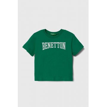 United Colors of Benetton tricou de bumbac pentru copii culoarea verde, cu imprimeu