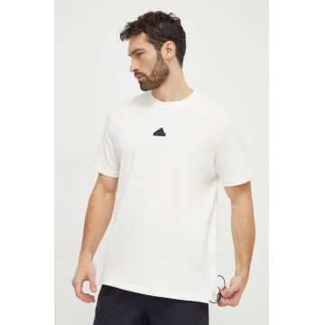 adidas tricou din bumbac bărbați, culoarea bej, cu imprimeu  IR5175