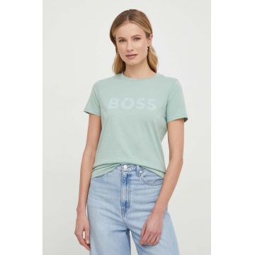 BOSS Orange tricou din bumbac femei, culoarea verde 50501139