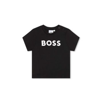 BOSS tricou bebe culoarea negru, cu imprimeu