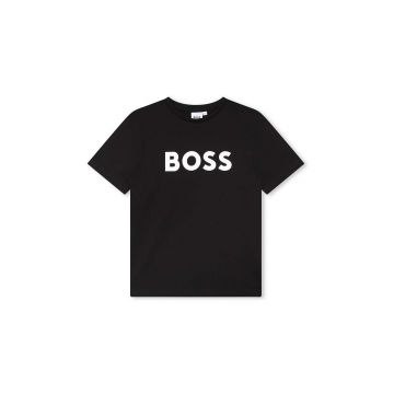 BOSS tricou de bumbac pentru copii culoarea alb, cu imprimeu