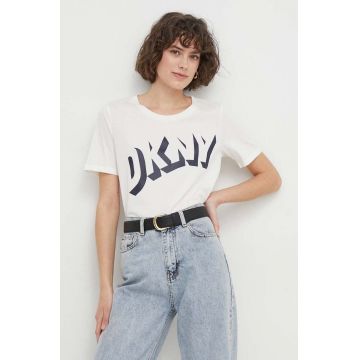 Dkny tricou din bumbac femei, culoarea alb