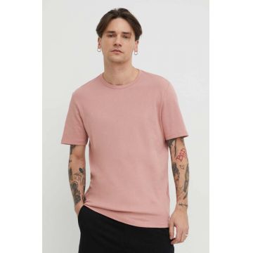 HUGO tricou din bumbac bărbați, culoarea roz, uni 50480434