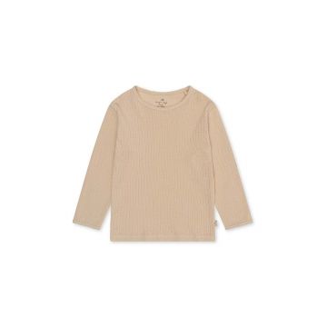 Konges Sløjd longsleeve din bumbac pentru copii culoarea bej, neted