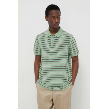 Levi's polo de bumbac culoarea verde, neted