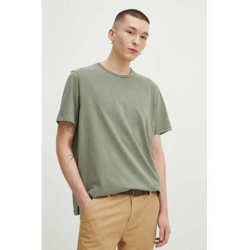 Medicine tricou din bumbac barbati, culoarea verde, neted