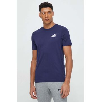 Puma tricou din bumbac bărbați, culoarea bleumarin, uni 586668