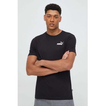 Puma tricou din bumbac bărbați, culoarea negru, uni 586668