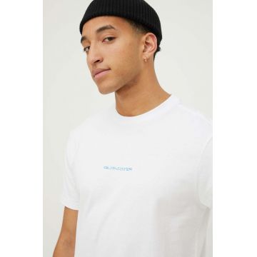 Quiksilver tricou din bumbac barbati, culoarea alb, cu imprimeu