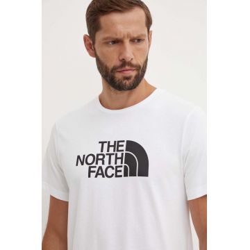 The North Face tricou din bumbac M S/S Easy Tee bărbați, culoarea alb, cu imprimeu, NF0A87N5FN41