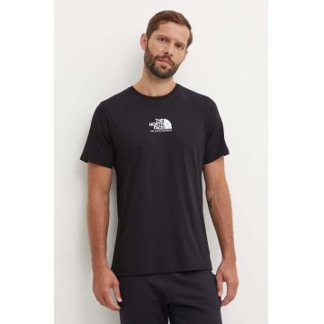 The North Face tricou din bumbac M S/S Fine Alpine Equipment Tee 3 bărbați, culoarea negru, cu imprimeu, NF0A87U3JK31