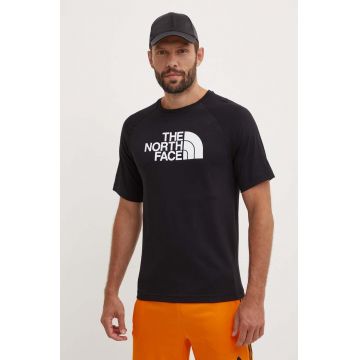 The North Face tricou din bumbac M S/S Raglan Easy Tee bărbați, culoarea negru, cu imprimeu, NF0A87N7JK31