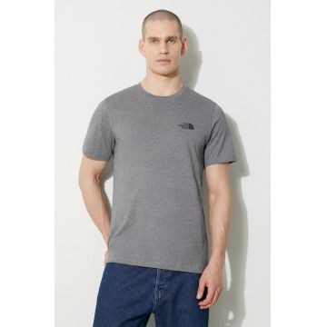 The North Face tricou M S/S Simple Dome Tee bărbați, culoarea gri, melanj, NF0A87NGDYY1