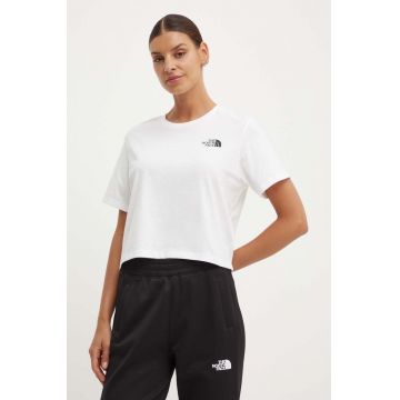 The North Face tricou W Simple Dome Cropped Slim Tee femei, culoarea alb, NF0A87U4FN41