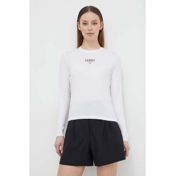 Tommy Jeans longsleeve femei, culoarea alb DW0DW17840