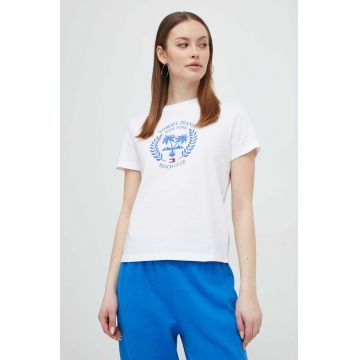 Tommy Jeans tricou din bumbac femei, culoarea alb DW0DW17835