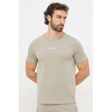 United Colors of Benetton tricou din bumbac barbati, culoarea verde, cu imprimeu