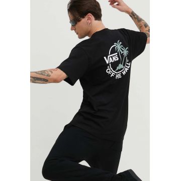 Vans tricou din bumbac barbati, culoarea negru, cu imprimeu