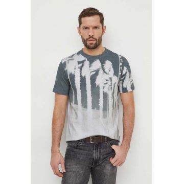 Desigual tricou din bumbac barbati, culoarea verde, modelator