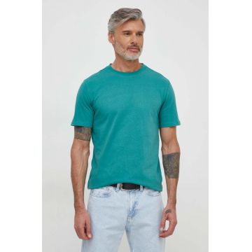 Desigual tricou din bumbac barbati, culoarea verde, neted