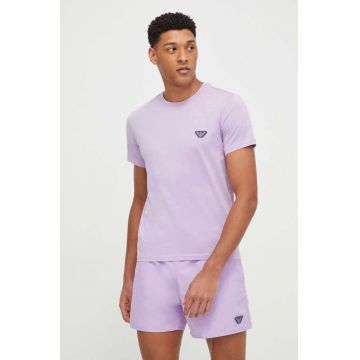 Emporio Armani Underwear tricou din bumbac barbati, culoarea violet, neted