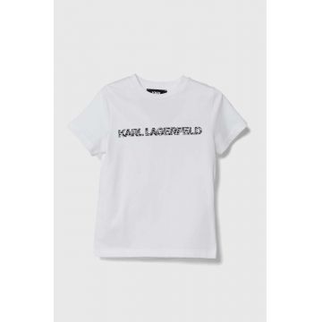 Karl Lagerfeld tricou de bumbac pentru copii culoarea alb, cu imprimeu