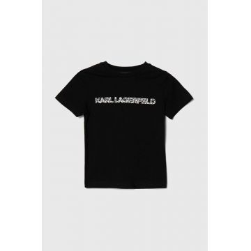 Karl Lagerfeld tricou de bumbac pentru copii culoarea negru, cu imprimeu