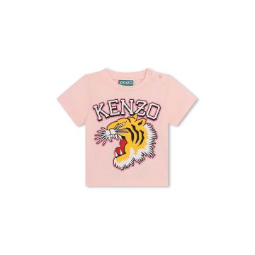 Kenzo Kids tricou de bumbac pentru copii culoarea roz, cu imprimeu