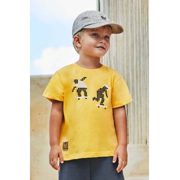 Mayoral tricou de bumbac pentru copii culoarea galben, cu imprimeu