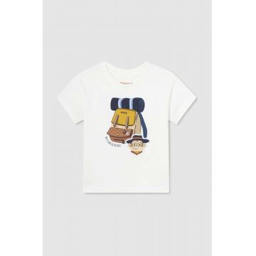 Mayoral tricou din bumbac pentru bebelusi culoarea bej, cu imprimeu