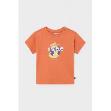 Mayoral tricou din bumbac pentru bebelusi culoarea portocaliu, cu imprimeu