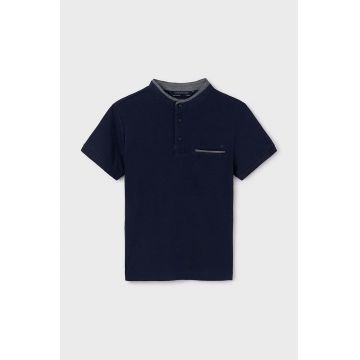 Mayoral tricou polo copii culoarea albastru marin, neted