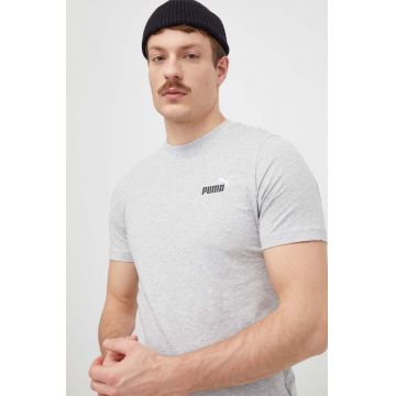 Puma tricou din bumbac bărbați, culoarea gri, melanj 674470