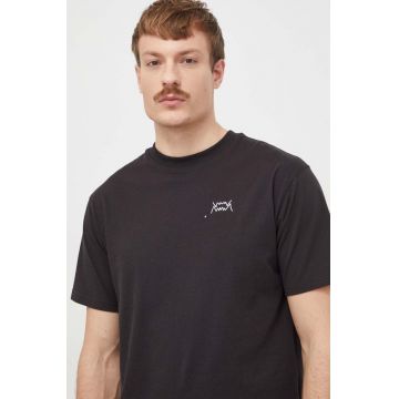 Puma tricou din bumbac bărbați, culoarea negru, uni 624772