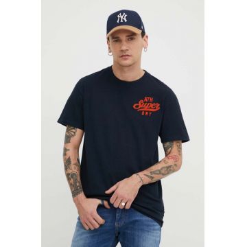 Superdry tricou din bumbac barbati, culoarea albastru marin, cu imprimeu