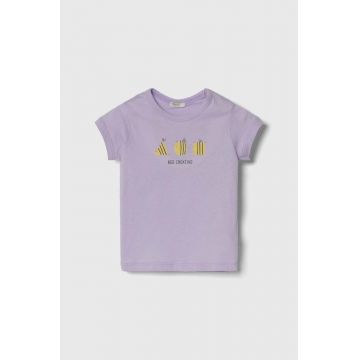 United Colors of Benetton tricou din bumbac pentru bebelusi culoarea violet