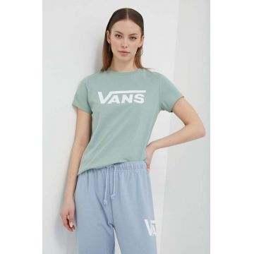 Vans tricou din bumbac femei, culoarea verde