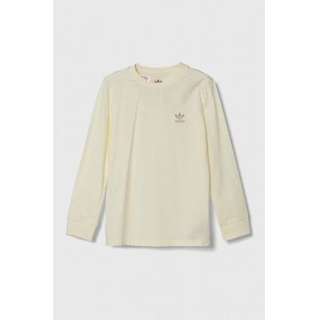 adidas Originals longsleeve din bumbac pentru copii culoarea bej, neted