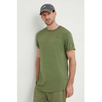 G-Star Raw tricou din bumbac barbati, culoarea verde, neted