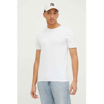 Hollister Co. tricou din bumbac barbati, culoarea alb, neted