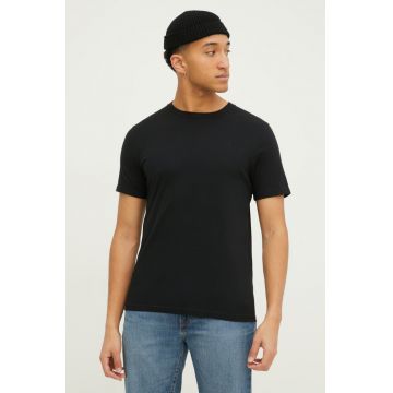 Hollister Co. tricou din bumbac barbati, culoarea negru, neted