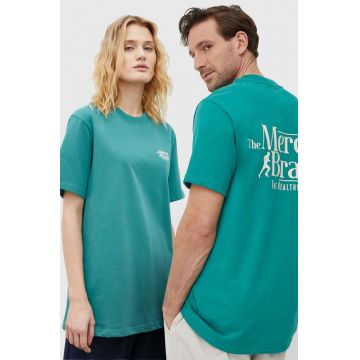 The Mercer Brand tricou din bumbac culoarea verde, cu imprimeu