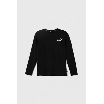 Puma longsleeve din bumbac pentru copii ESS No. 1 Logo LS Tee B culoarea negru, cu imprimeu