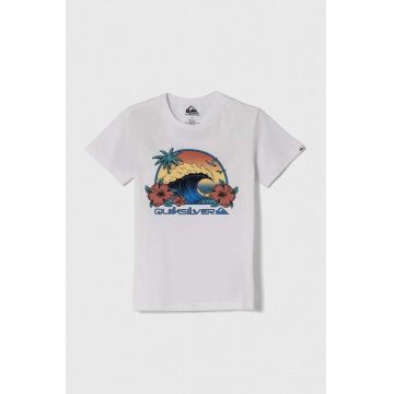 Quiksilver tricou de bumbac pentru copii RIDTODAYSSYTH culoarea alb, cu imprimeu