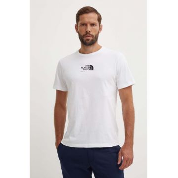 The North Face tricou din bumbac M S/S Fine Alpine Equipment Tee 3 bărbați, culoarea alb, cu imprimeu, NF0A87U3FN41