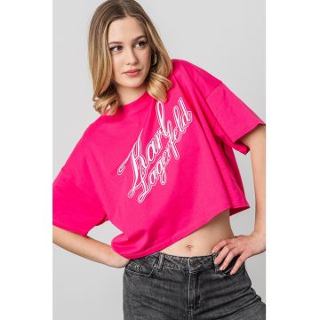 Tricou crop lejer cu logo