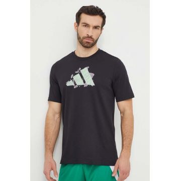 adidas Performance tricou bărbați, culoarea negru, cu imprimeu IS2419