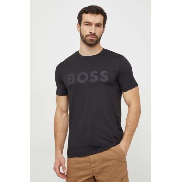 BOSS Green tricou bărbați, culoarea negru, cu imprimeu 50517911