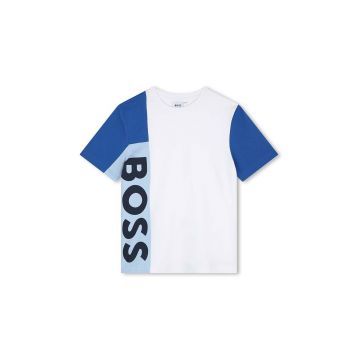 BOSS tricou de bumbac pentru copii culoarea alb, cu imprimeu