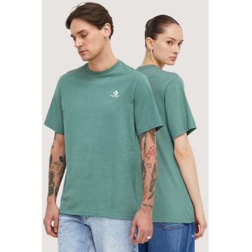 Converse tricou din bumbac culoarea verde, neted